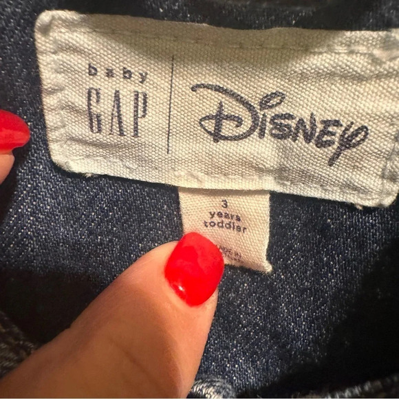 Gap Disney Girl Boy Mickey Mouse Blue Button Down Pockets Jean Denim Jacket Sz 3 - Picture 6 of 7